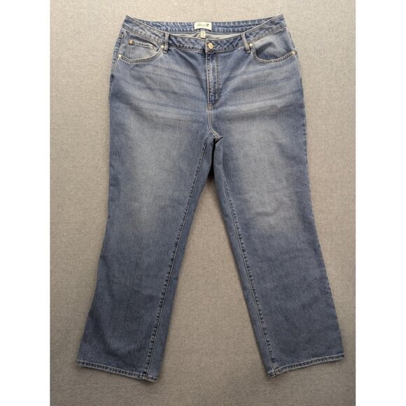 Seven7 Jeans Womens 18W Plus Size Blue Loose Straight Denim Stretch Zip Fly - Picture 1 of 15